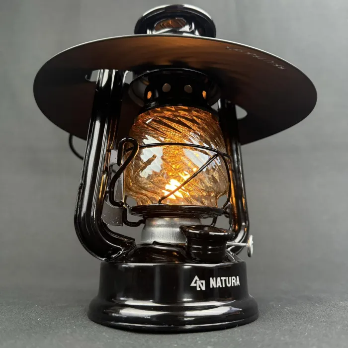 NATURA 小型オイルランタン ブラック シェード＆ホヤ付き
