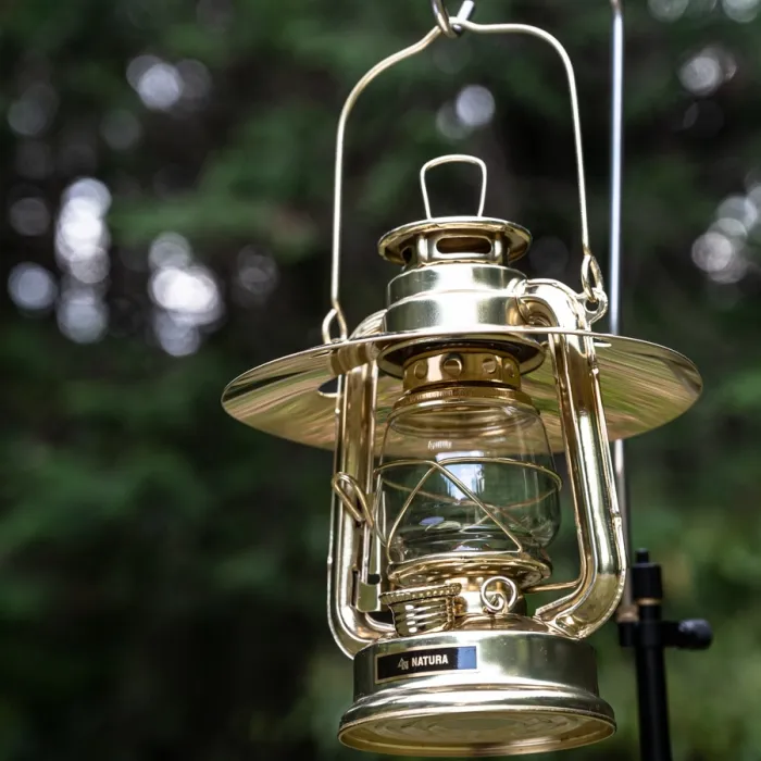 NATURA 小型オイルランタン 金メッキ シェード＆ホヤ付き